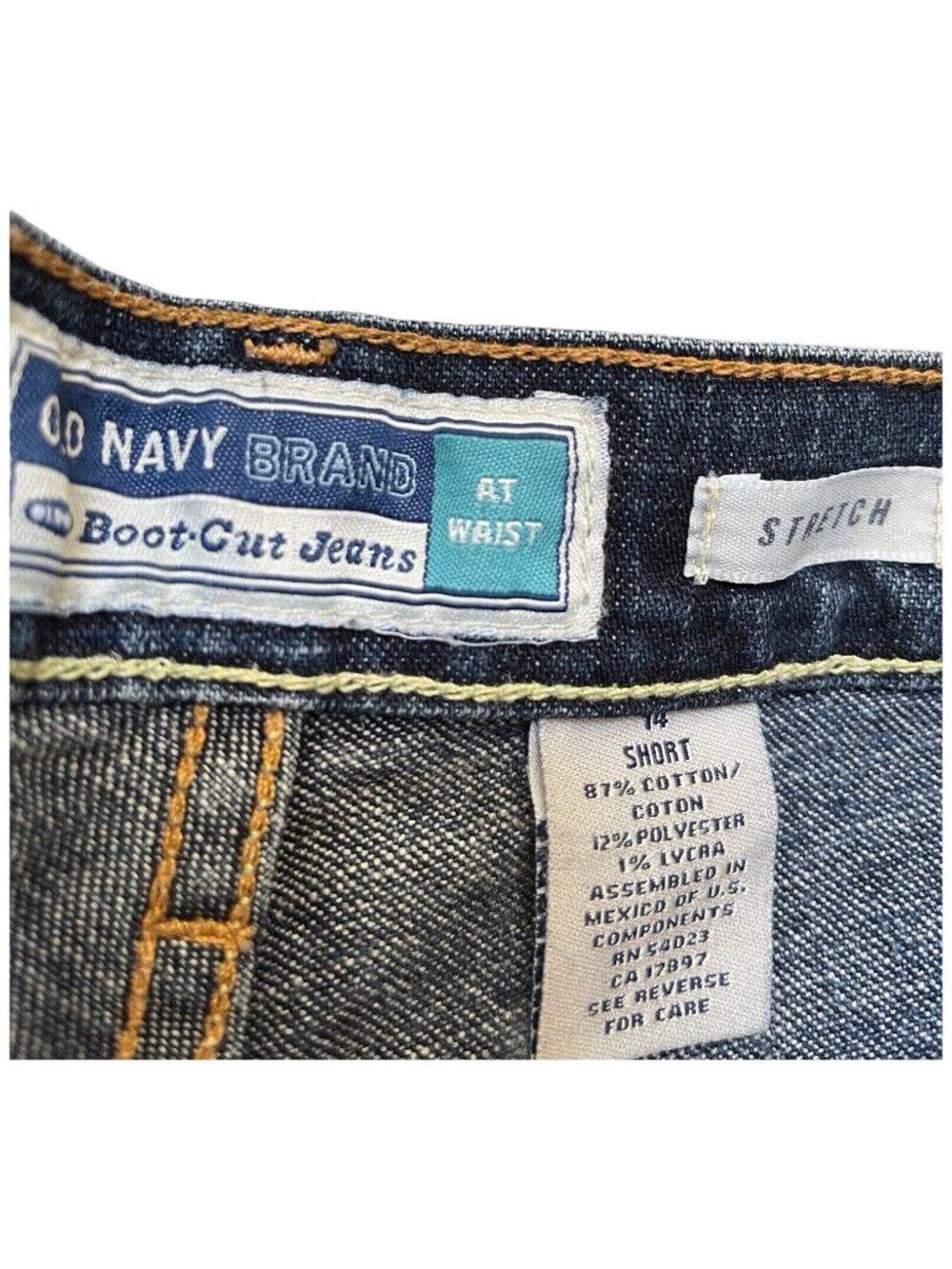 Old Navy At Waist Boot-Cut Blue Jeans Women's 14 Short High Rise Stretch Denim - Picture 4 of 8